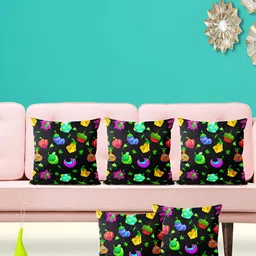 ArtzFolio Black 5 Pieces Abstract Velvet Square Cushion Covers-image-98