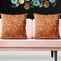 ArtzFolio Brown 5 Pieces Abstract Printed Velvet Square Cushion Covers-image-89
