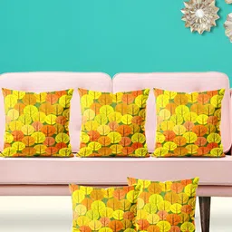 ArtzFolio Yellow & Green 5 Pcs Abstract Velvet Square Cushion Covers-image-28
