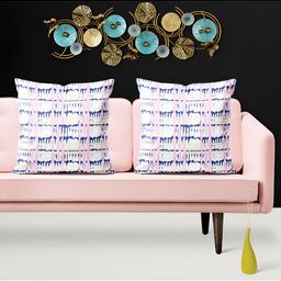 ArtzFolio White & Blue 5 Pieces Abstract Printed Velvet Square Cushion Covers-image-58