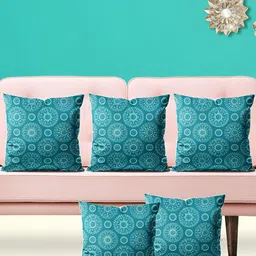 ArtzFolio Green 5 Pieces Ethnic Motifs Velvet Square Cushion Covers-image-16