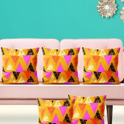 ArtzFolio Orange 5 Pieces Velvet Square Cushion Covers-image-26