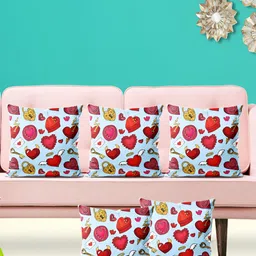 ArtzFolio Blue & Red 5 Pcs Abstract Velvet Square Cushion Covers-12