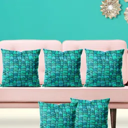 ArtzFolio Green 5 Pieces Printed Velvet Square Cushion Covers-image-92
