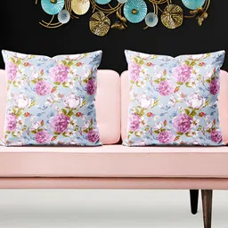 ArtzFolio Blue & Purple 5 Pieces Floral Velvet Square Cushion Covers-picture-12