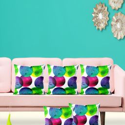 ArtzFolio Green & Blue 5 Pieces Geometric Velvet Square Cushion Covers-image-93