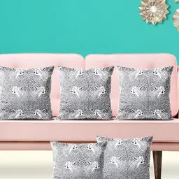 ArtzFolio Grey 5 Pieces Abstract Printed Velvet Square Cushion Covers-image-94