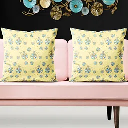 ArtzFolio Yellow 5 Pieces Printed Velvet Square Cushion Covers-image-98