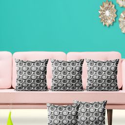 ArtzFolio Black & Grey 5Pcs Geometric Square Cushion Covers-18