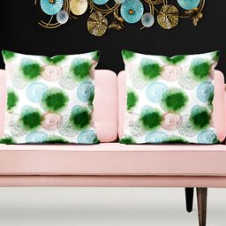 ArtzFolio Green & Blue 5 Pieces Abstract Velvet Square Cushion Covers-image-94