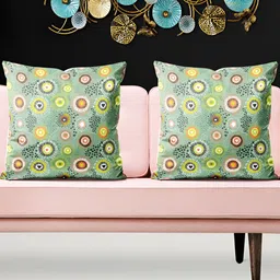ArtzFolio Green 5 Pieces Geometric Velvet Square Cushion Covers-image-46