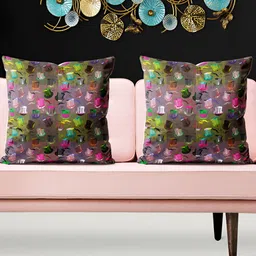 ArtzFolio Grey 5 Pieces Quirky Velvet Square Cushion Covers-image-4
