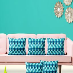 ArtzFolio Green & Blue 5 Pcs Geometric Velvet Square Cushion Covers-image-76