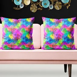 ArtzFolio Blue & Pink 5 Pieces Abstract Printed Velvet Square Cushion Covers-image-91