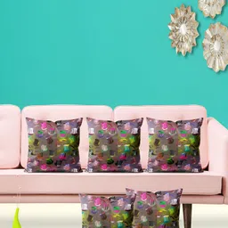 ArtzFolio Grey 5 Pieces Printed Velvet Square Cushion Covers-image-90