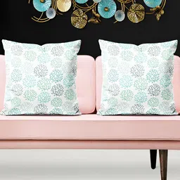 ArtzFolio White 5 Pieces Floral Velvet Square Cushion Covers-image-46