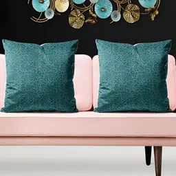 ArtzFolio Green 5 Pieces Printed Velvet Square Cushion Covers-image-20