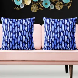 ArtzFolio Blue & white 5 Pcs Abstract Velvet Square Cushion Covers-picture-25