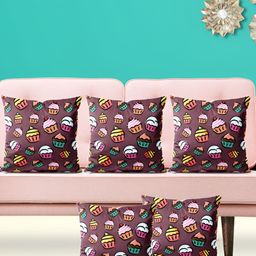 ArtzFolio Brown & Pink 5 Pieces Printed Velvet Square Cushion Covers-image-98