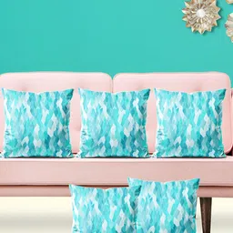 ArtzFolio Blue White 5 Pieces Printed Velvet Square Cushion Covers-picture-20
