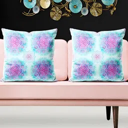 ArtzFolio White & Purple 5 Pieces Abstract Printed Velvet Square Cushion Covers-image-53