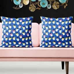 ArtzFolio Blue & White 5 Pieces Printed Square Cushion Covers-picture-31