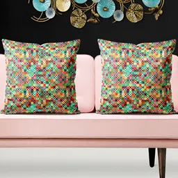 ArtzFolio Green 5 Pieces Abstract Velvet Square Cushion Covers-image-91