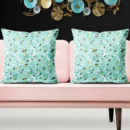ArtzFolio Blue 5 Pieces Floral Printed Velvet Square Cushion Covers-image-58