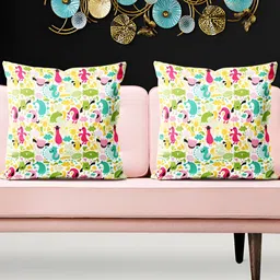 ArtzFolio Yellow & Blue 5 Pieces Self Design Velvet Square Cushion Covers-image-47