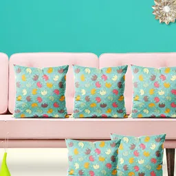 ArtzFolio Green & Yellow 5 Pieces Ethnic Motifs Velvet Square Cushion Covers-image-86