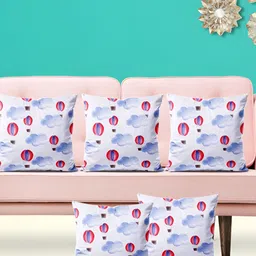 ArtzFolio Blue & Red 5 Pieces Abstract Printed Velvet Square Cushion Covers-picture-34