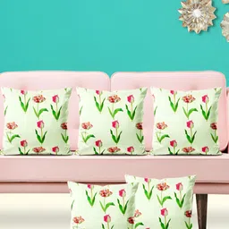 ArtzFolio Green & Red 5Pcs Floral Square Cushion Covers-image-37