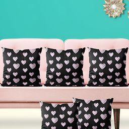 ArtzFolio Black & White 5 Pieces Printed Square Cushion Covers-image-42