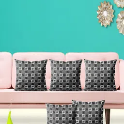 ArtzFolio Grey & White 5Pcs Geometric Square Cushion Covers-image-54