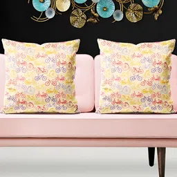 ArtzFolio Yellow Red 5 Pieces Printed Velvet Square Cushion Covers-image-96