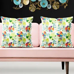ArtzFolio Green & Red Printed 5 Pieces Square Cushion Covers-14