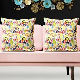 ArtzFolio Yellow and Blue 5 Pieces Printed Velvet Square Cushion Covers-image-95