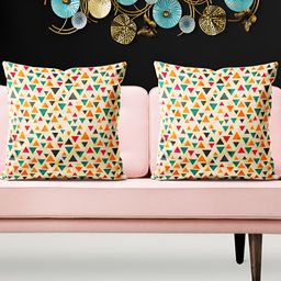 ArtzFolio Beige & Blue 5 Pieces Abstract Velvet Square Cushion Covers-image-57