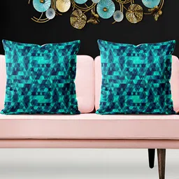 ArtzFolio Green 5 Pieces Abstract Printed Velvet Square Cushion Covers-picture-12