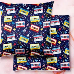 ArtzFolio Navy Blue & Yellow 5 Pieces Abstract Printed Velvet Square Cushion Covers-image-7