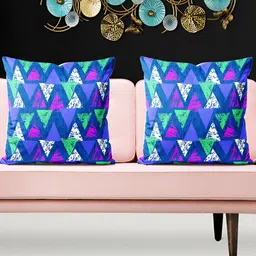 ArtzFolio Blue & Pink 5Pcs Geometric Square Cushion Covers-image-18