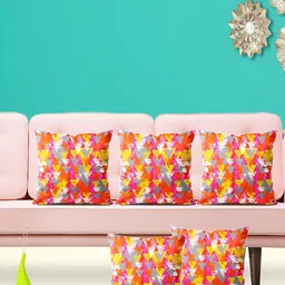 ArtzFolio Pink 5 Pcs Velvet Square Cushion Covers-3