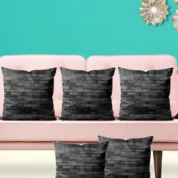 ArtzFolio Charcoal Grey5 Pieces Abstract Printed Velvet Square Cushion Covers-image-97
