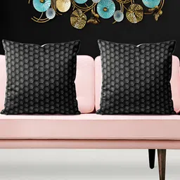 ArtzFolio Black 5 Pieces Printed Velvet Square Cushion Covers-image-6