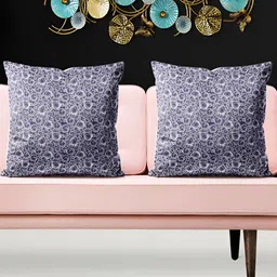 ArtzFolio Grey & white 5 Pcs Abstract Velvet Square Cushion Covers-12
