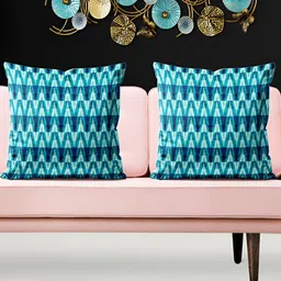ArtzFolio Blue & Green 5 Pieces Velvet Square Cushion Covers-picture-58