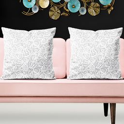 ArtzFolio Grey & white 5 Pcs Velvet Square Cushion Covers-image-83