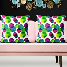 ArtzFolio Green & Pink 5 Pieces Geometric Velvet Square Cushion Covers-image-99