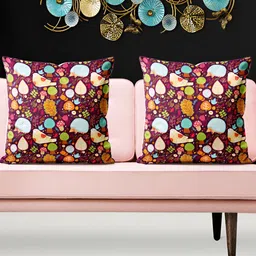 ArtzFolio Maroon 5 Pieces Abstract Velvet Square Cushion Covers-image-53