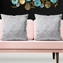 ArtzFolio White 5 Pieces Floral Printed Velvet Square Cushion Covers-image-87